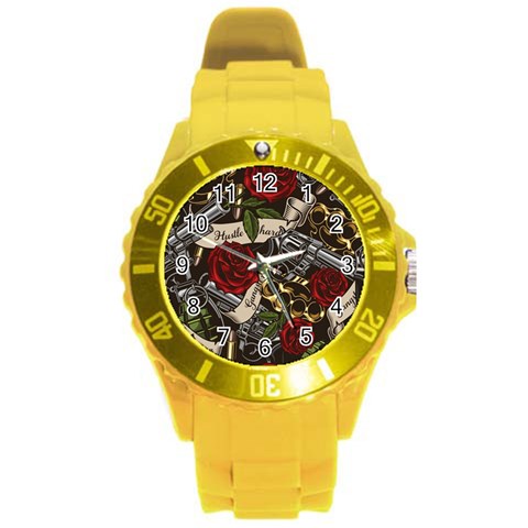 Seamless Vector Pattern Round Plastic Sport Watch (L) from ArtsNow.com Front