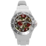 Seamless Vector Pattern Round Plastic Sport Watch (L)