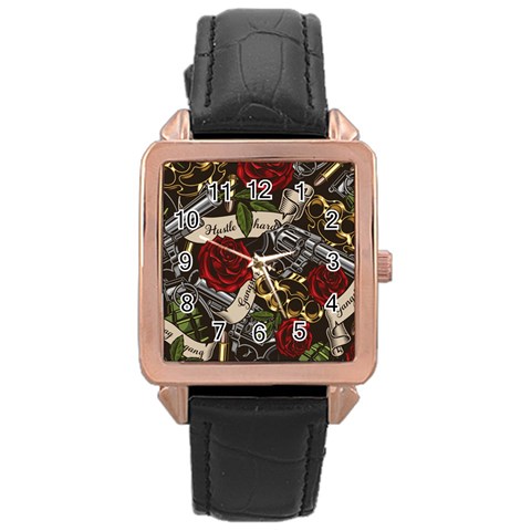Seamless Vector Pattern Rose Gold Leather Watch  from ArtsNow.com Front