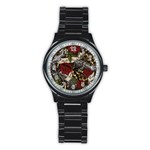 Seamless Vector Pattern Stainless Steel Round Watch