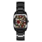 Seamless Vector Pattern Stainless Steel Barrel Watch