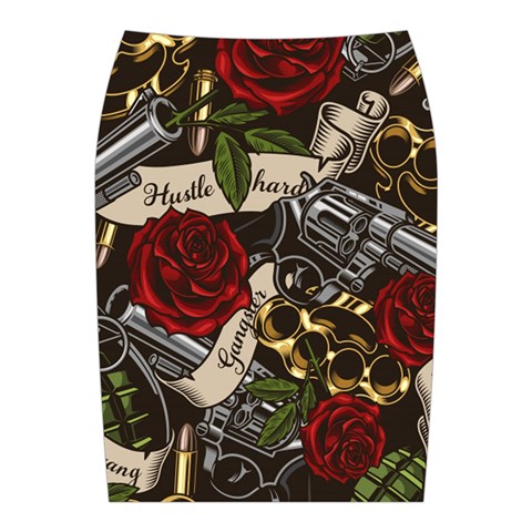 Seamless Vector Pattern Midi Wrap Pencil Skirt from ArtsNow.com Back