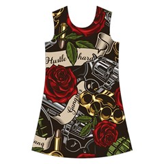 Seamless Vector Pattern Kids  Short Sleeve Velvet Dress from ArtsNow.com Front