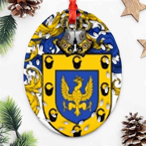 Soto Coat of Arm Ornament (Oval Filigree) from ArtsNow.com Front
