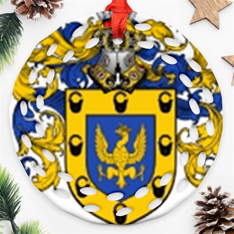 Soto Coat of Arm Ornament (Round Filigree) from ArtsNow.com Front