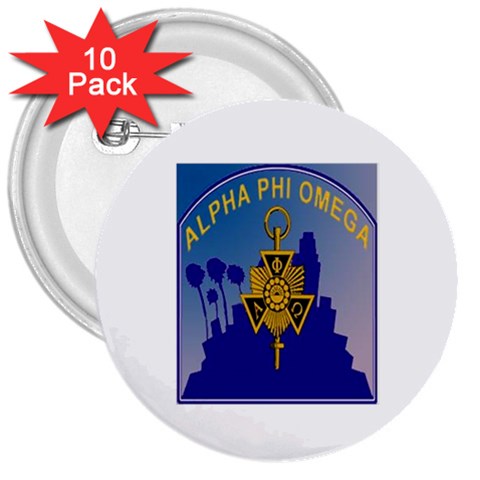 a phi que 3  Button (10 pack) from ArtsNow.com Front