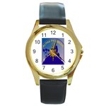 a phi que Round Gold Metal Watch