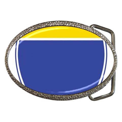 BLUE GOLD INTERSTATE lg Belt Buckle from ArtsNow.com Front