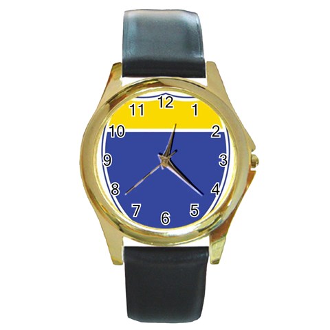 BLUE GOLD INTERSTATE lg Round Gold Metal Watch from ArtsNow.com Front