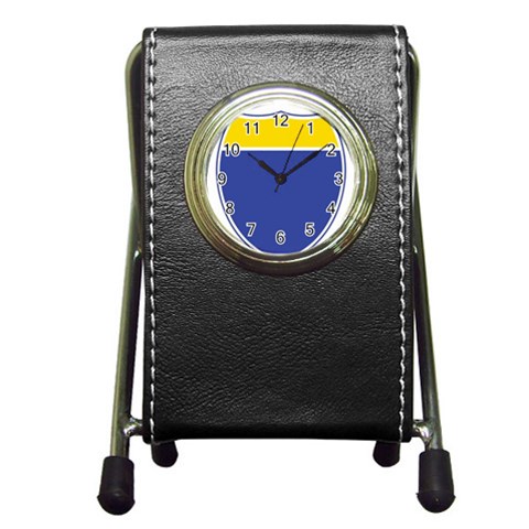 BLUE GOLD INTERSTATE lg Pen Holder Desk Clock from ArtsNow.com Front