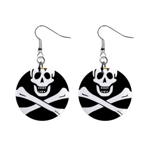 aphi que apo pirate logo 1  Button Earrings from ArtsNow.com Front