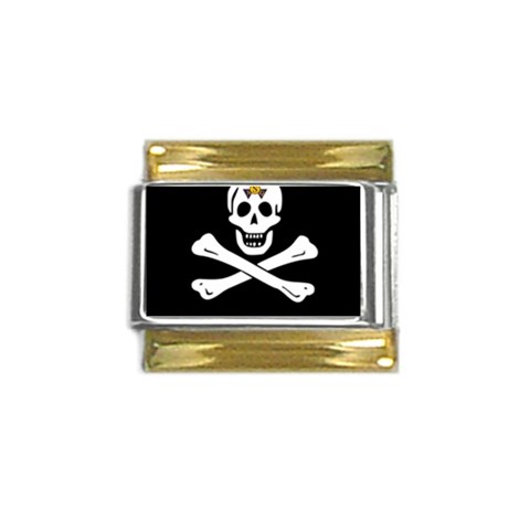 aphi que apo pirate logo Gold Trim Italian Charm (9mm) from ArtsNow.com Front