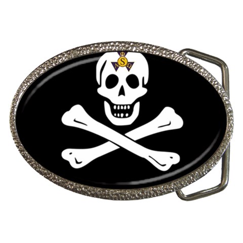 aphi que apo pirate logo Belt Buckle from ArtsNow.com Front