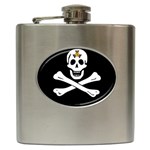 aphi que apo pirate logo Hip Flask (6 oz)