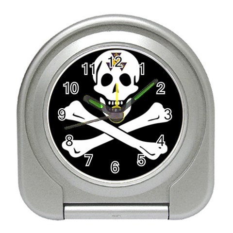 aphi que apo pirate logo Travel Alarm Clock from ArtsNow.com Front