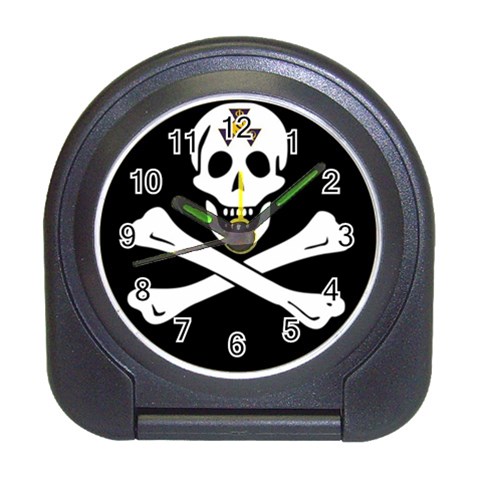 aphi que apo pirate logo Travel Alarm Clock from ArtsNow.com Front