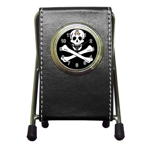 aphi que apo pirate logo Pen Holder Desk Clock from ArtsNow.com Front