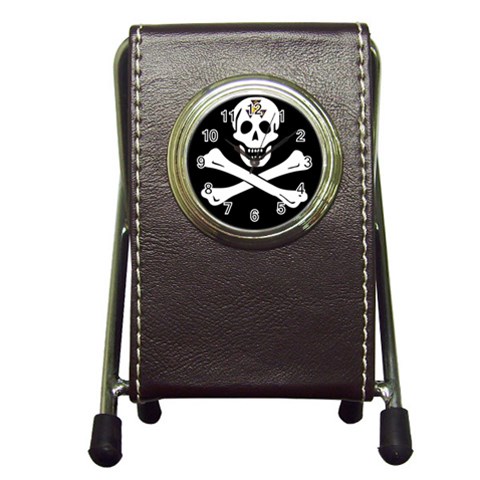 aphi que apo pirate logo Pen Holder Desk Clock from ArtsNow.com Front