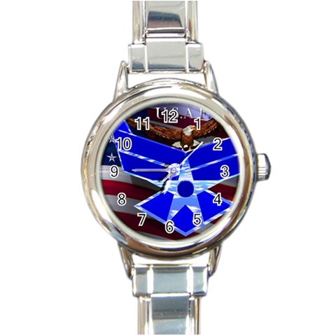 Air Force 4_WP Round Italian Charm Watch from ArtsNow.com Front