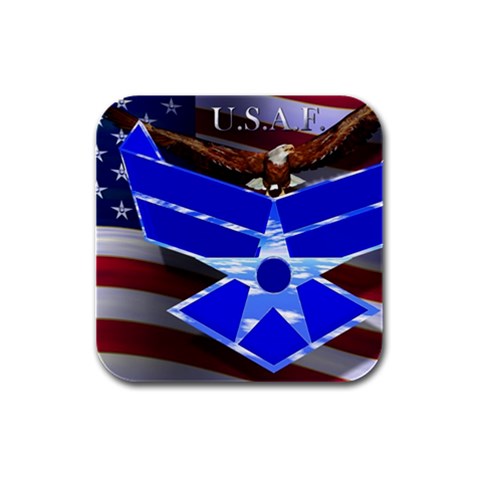 Air Force 4_WP Rubber Square Coaster (4 pack) from ArtsNow.com Front