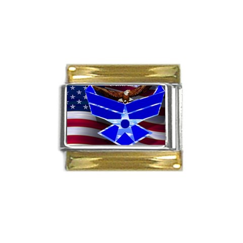 Air Force 4_WP Gold Trim Italian Charm (9mm) from ArtsNow.com Front