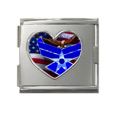 Air Force 4_WP Mega Link Heart Italian Charm (18mm) from ArtsNow.com Front