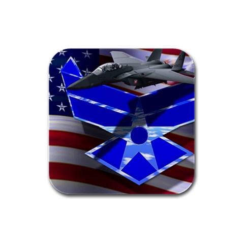 Air Force 2_WP Rubber Square Coaster (4 pack) from ArtsNow.com Front