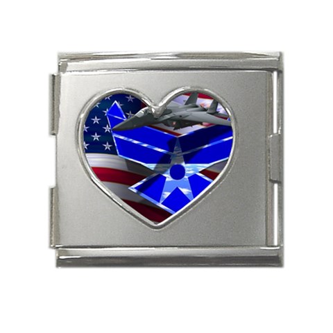 Air Force 2_WP Mega Link Heart Italian Charm (18mm) from ArtsNow.com Front