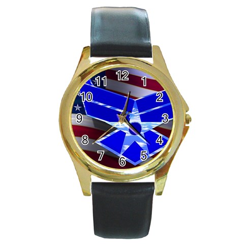 Air Force 1_WP Round Gold Metal Watch from ArtsNow.com Front