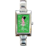 Pretty in Pink, Making You Green With Envy Rectangular Italian Charm Watch