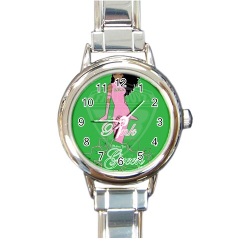 Pretty in Pink, Making You Green With Envy Round Italian Charm Watch from ArtsNow.com Front