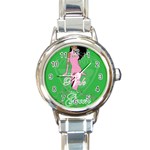 Pretty in Pink, Making You Green With Envy Round Italian Charm Watch
