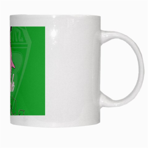 Pretty in Pink, Making You Green With Envy White Mug from ArtsNow.com Right