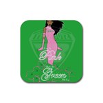 Pretty in Pink, Making You Green With Envy Rubber Coaster (Square)