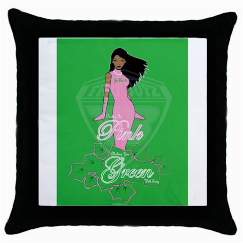 Pretty in Pink, Making You Green With Envy Throw Pillow Case (Black) from ArtsNow.com Front