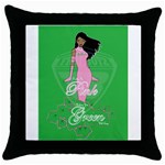 Pretty in Pink, Making You Green With Envy Throw Pillow Case (Black)