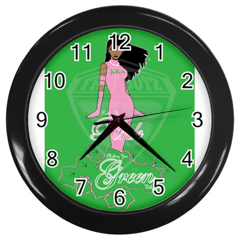 Pretty in Pink, Making You Green With Envy Wall Clock (Black) from ArtsNow.com Front