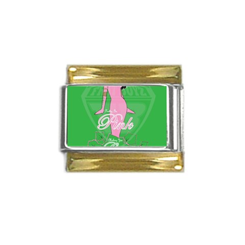 Pretty in Pink, Making You Green With Envy Gold Trim Italian Charm (9mm) from ArtsNow.com Front
