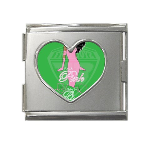 Pretty in Pink, Making You Green With Envy Mega Link Heart Italian Charm (18mm) from ArtsNow.com Front