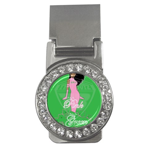Pretty in Pink, Making You Green With Envy Money Clip (CZ) from ArtsNow.com Front