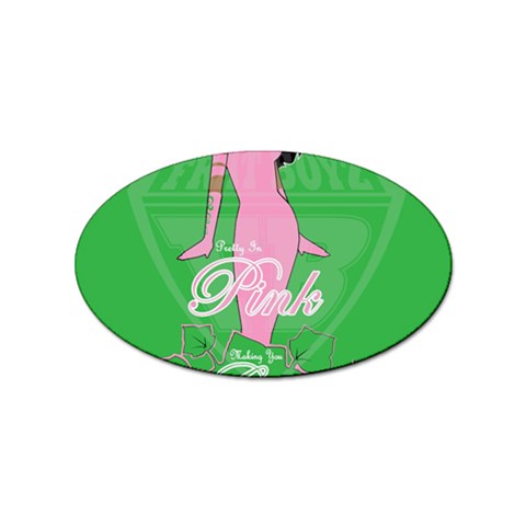 Pretty in Pink, Making You Green With Envy Sticker (Oval) from ArtsNow.com Front