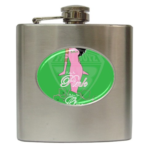 Pretty in Pink, Making You Green With Envy Hip Flask (6 oz) from ArtsNow.com Front