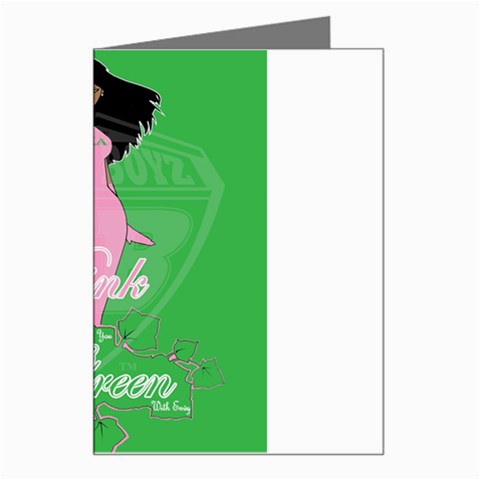 Pretty in Pink, Making You Green With Envy Greeting Card from ArtsNow.com Left