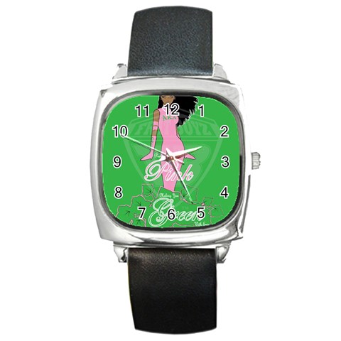 Pretty in Pink, Making You Green With Envy Square Metal Watch from ArtsNow.com Front