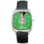 Pretty in Pink, Making You Green With Envy Square Metal Watch