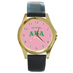 AKA_C Round Gold Metal Watch
