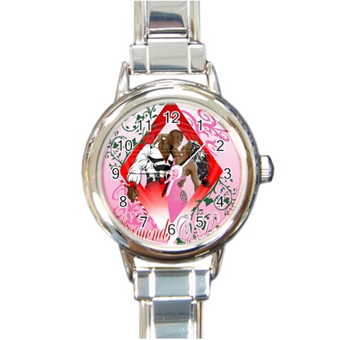 Diamonds & Pearls Round Italian Charm Watch from ArtsNow.com Front