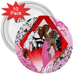 Diamonds & Pearls 3  Button (10 pack)