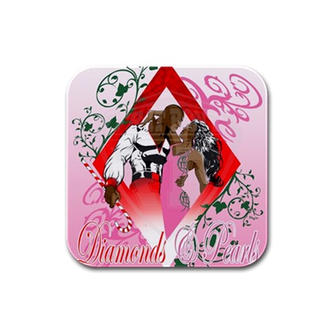 Diamonds & Pearls Rubber Square Coaster (4 pack) from ArtsNow.com Front