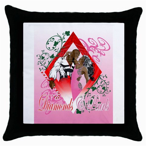 Diamonds & Pearls Throw Pillow Case (Black) from ArtsNow.com Front